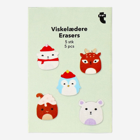 Jul Dyreformede viskelær - 5 stk 