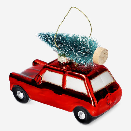 Bola de Navidad - Coche con Navidad árbol