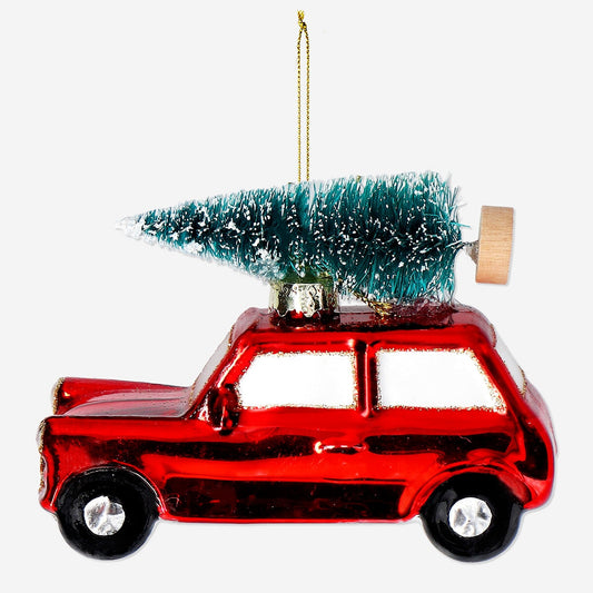 Bola de Navidad - Coche con Navidad árbol