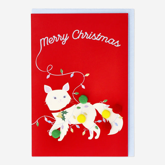 Christmas card with cat and envelope