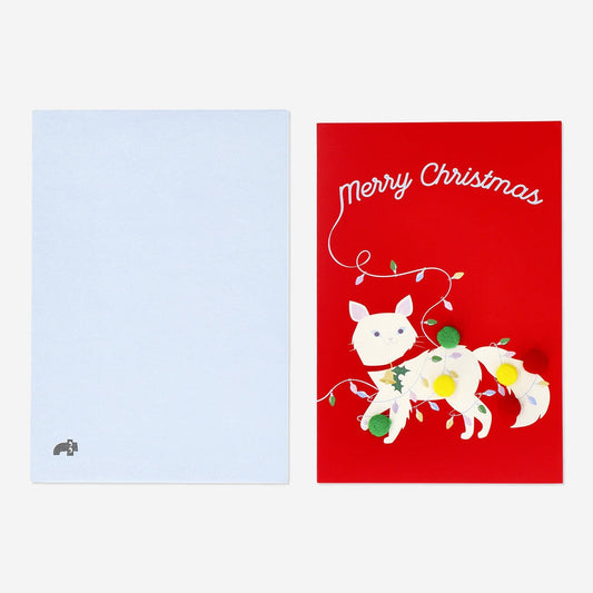 Carte de Noël avec chat et enveloppe