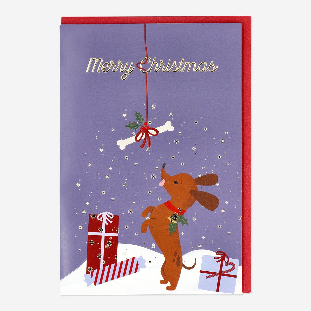 Christmas Dachshund Card with Envelope Party Flying Tiger Copenhagen 