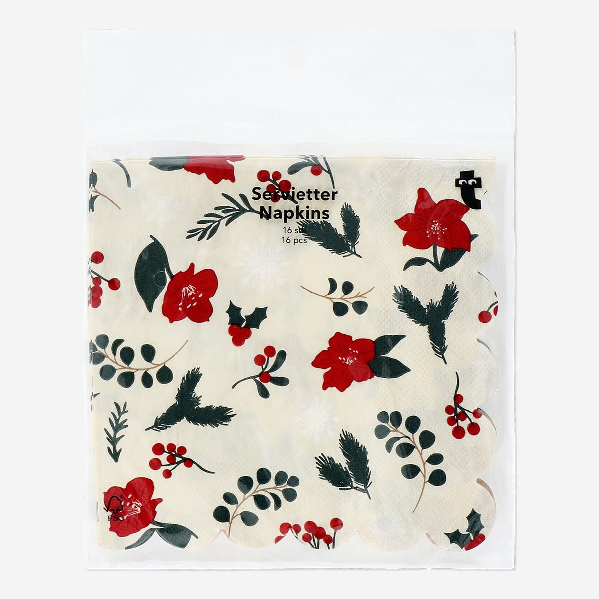 Christmas Flower Napkins - 16 pcs Party Flying Tiger Copenhagen 