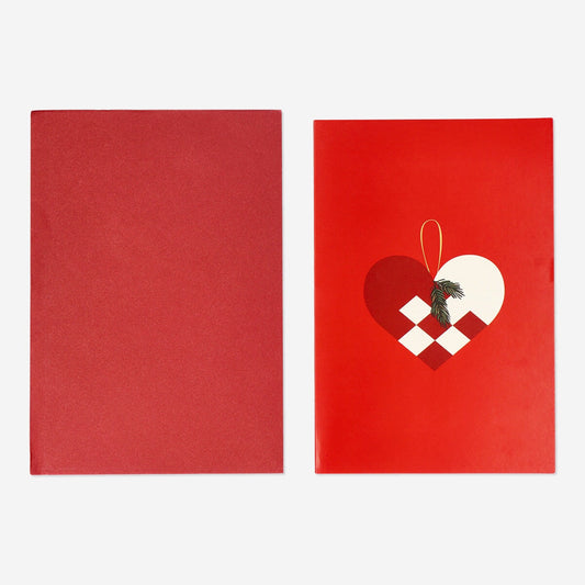 Carte de Noël en forme de coeur avec enveloppe