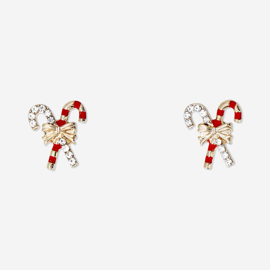 Christmas stud earrings - Candy cane and bow
