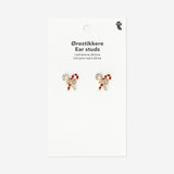 Christmas stud earrings - Candy cane and bow Textile Flying Tiger Copenhagen 