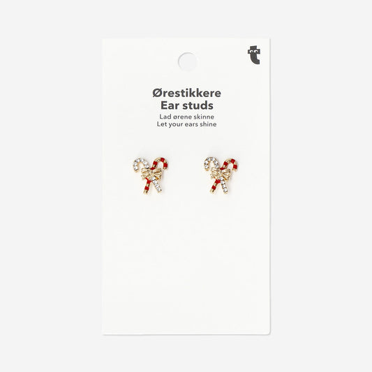 Christmas stud earrings - Candy cane and bow