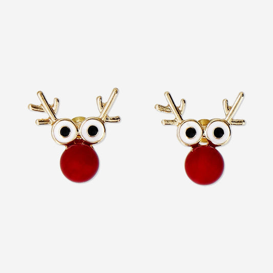 Christmas stud earrings - Reindeer with red nose