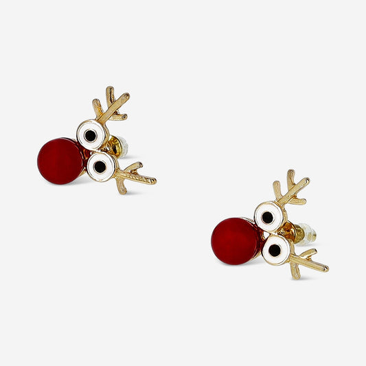 Christmas stud earrings - Reindeer with red nose