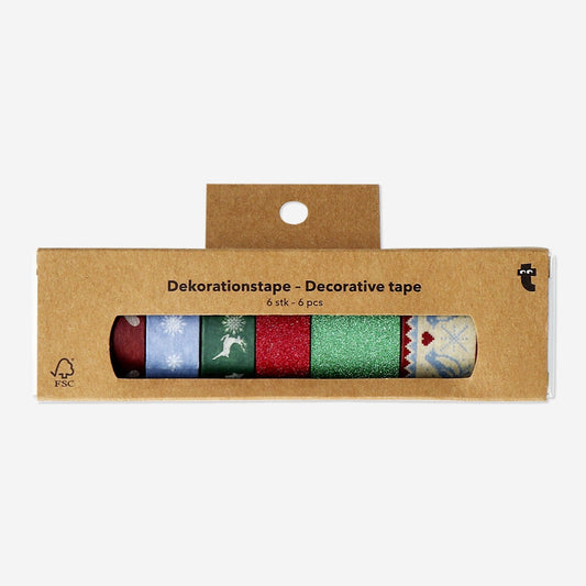 Kerstdag Decoratieve tape met thema - 6 stuks