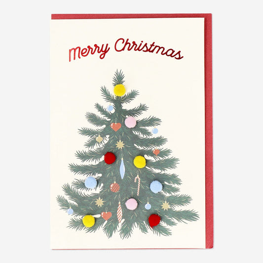 Christmas tree card with pom pom and envelope