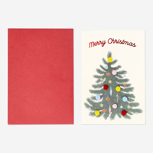 Christmas tree card with pom pom and envelope