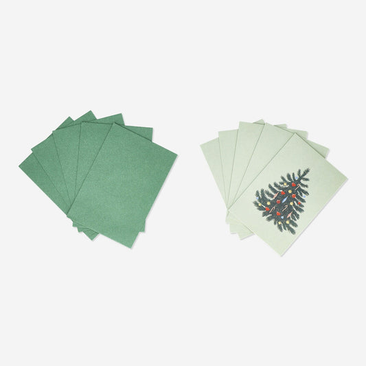 Cartes et enveloppes de l'arbre de Noël - 5 pcs