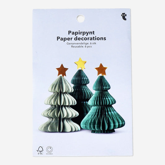 Navidad Adornos de papel para el árbol - 6 pzas