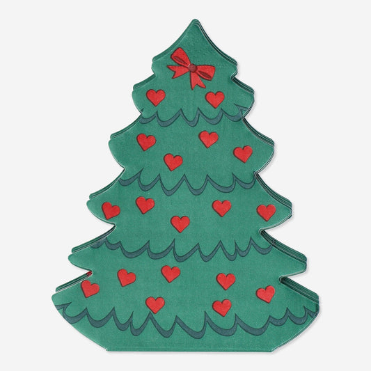 Serviettes en forme d'arbre de Noël - 16 pcs