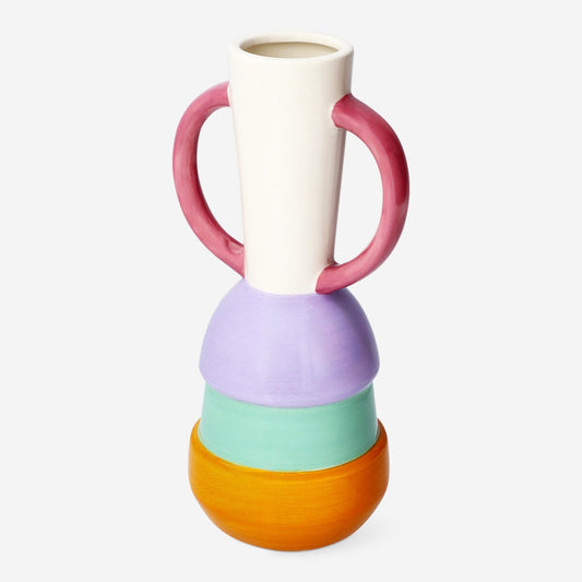 Bunte Keramikvase mit Griffen