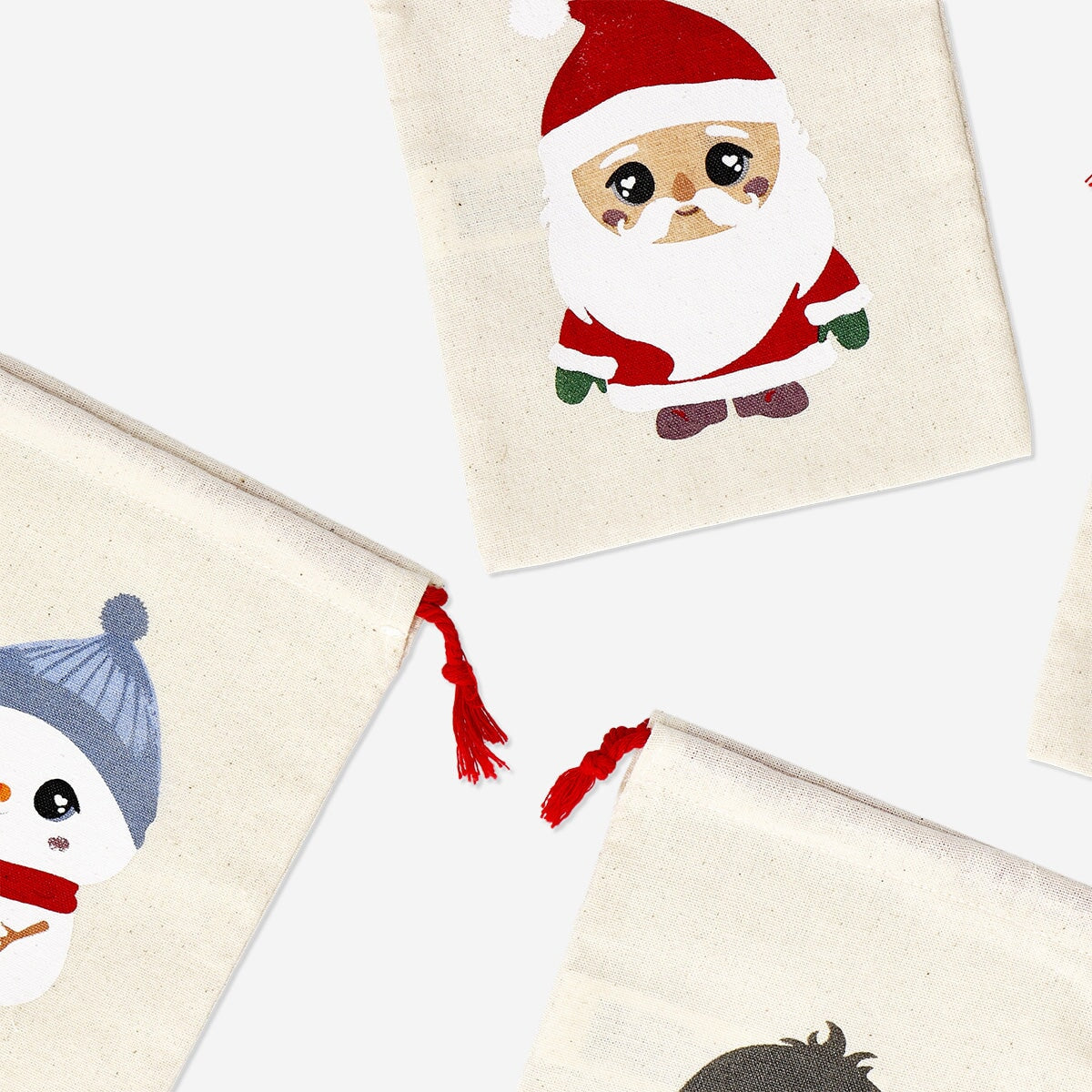 Cotton gift bags with Christmas characters - 4 pcs Office Flying Tiger Copenhagen 