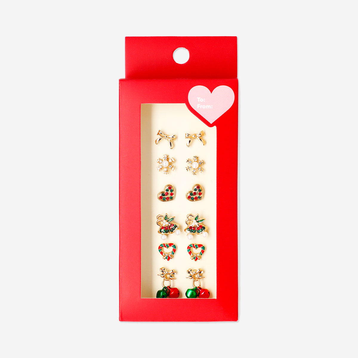 Set of ear studs - Festive bows and wreath