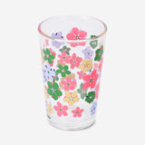 Flying Tiger Copenhagen 220 ml drinking glass with colorful floral design, perfect for kitchen use and everyday beverages.