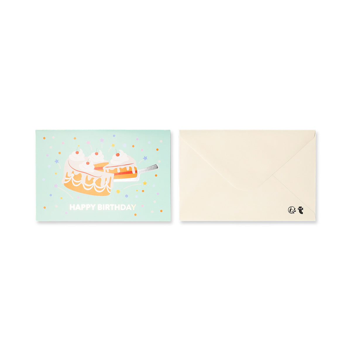 Flying Tiger Copenhagen birthday card with a pop-up slice of cake, featuring colorful and detailed office-themed design.