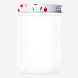 Glass storage jar with cherry print lid, 16 cm, for kitchen storage by Flying Tiger Copenhagen