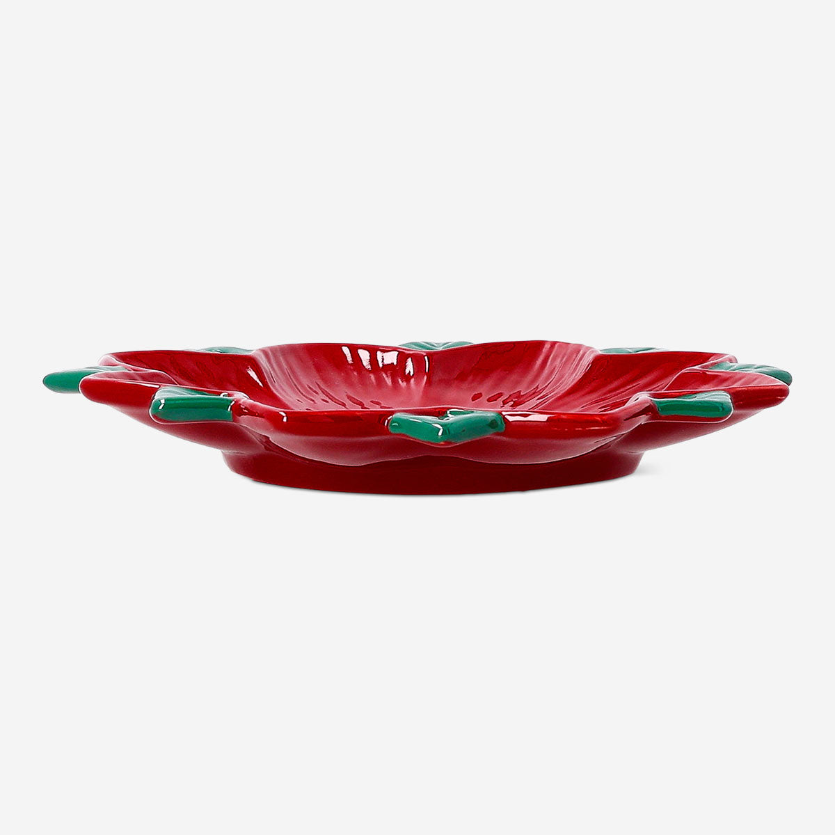Flying Tiger Copenhagen Poinsettia flower plate, 20 cm, kitchen decor with vibrant red poinsettia design on ceramic surface.
