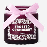 Flying Tiger Copenhagen scented candle with frosted cranberry fragrance, featuring a frosted glass jar and cozy home decor style.