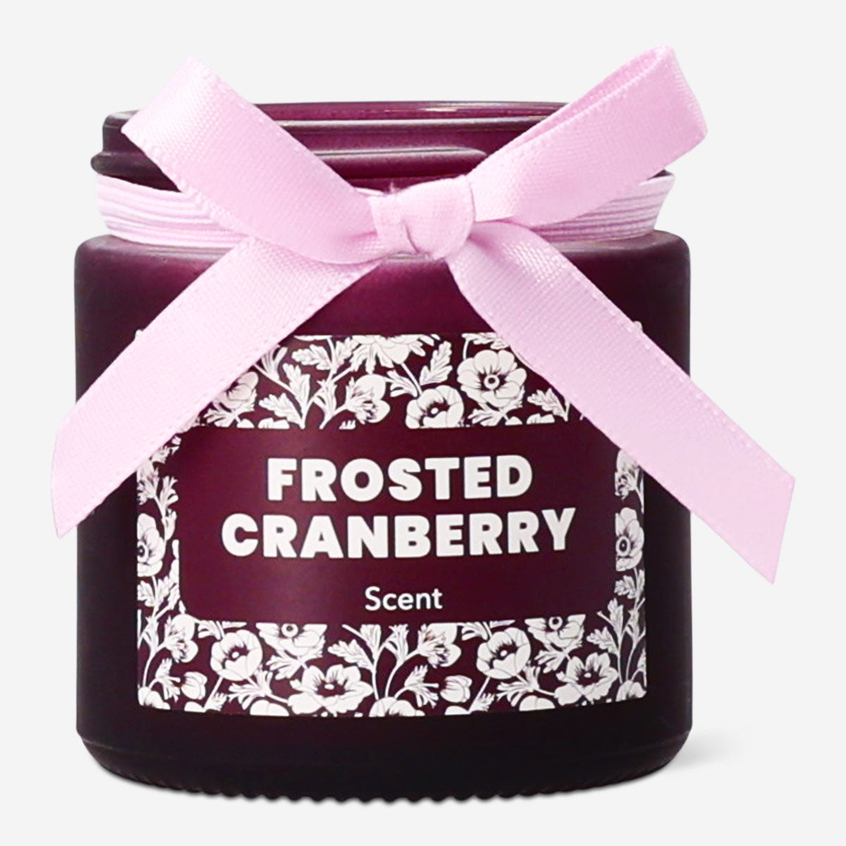 Flying Tiger Copenhagen scented candle with frosted cranberry fragrance, featuring a frosted glass jar and cozy home decor style.