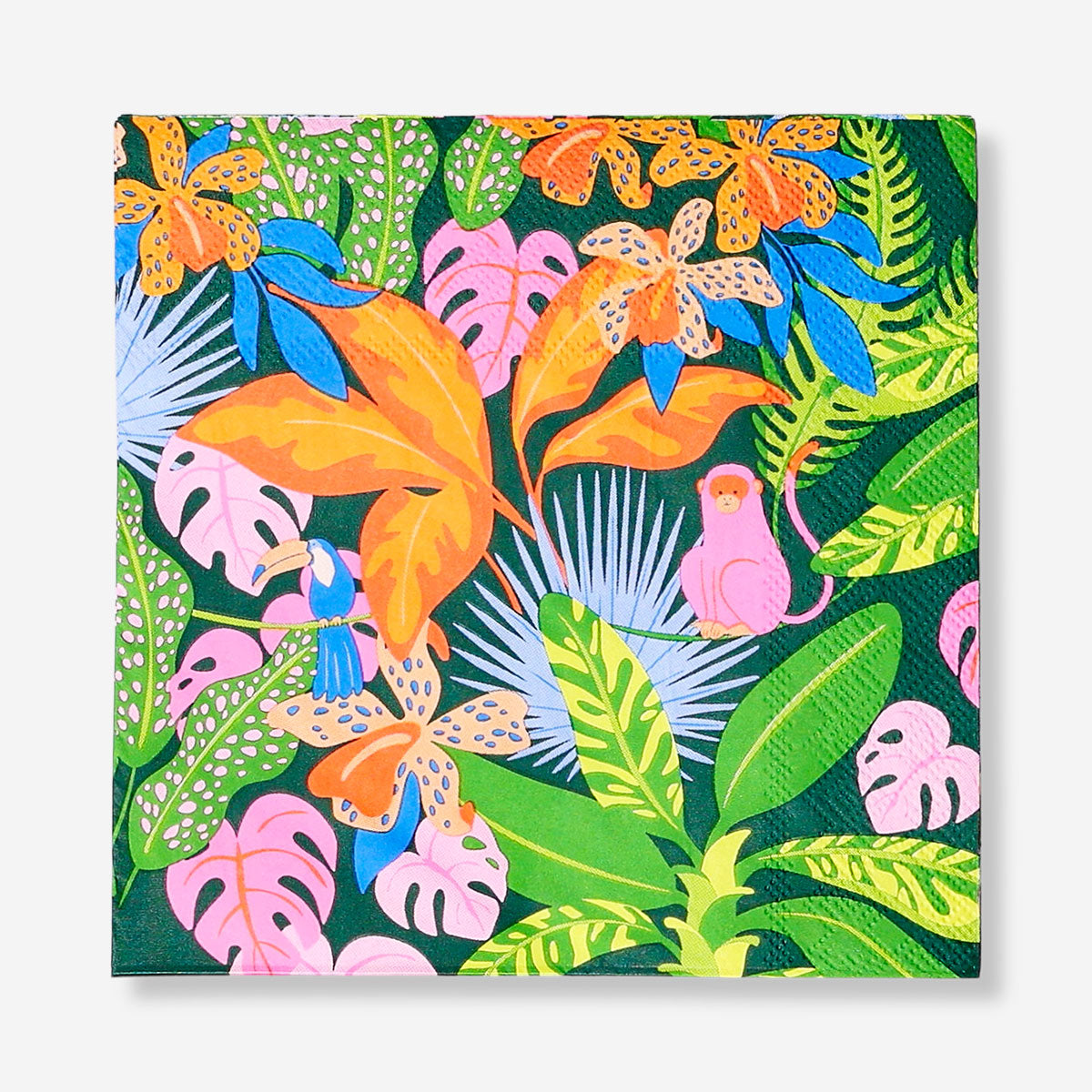Tropical print party napkins, 16-pack by Flying Tiger Copenhagen, featuring colorful tropical leaf and fruit designs.