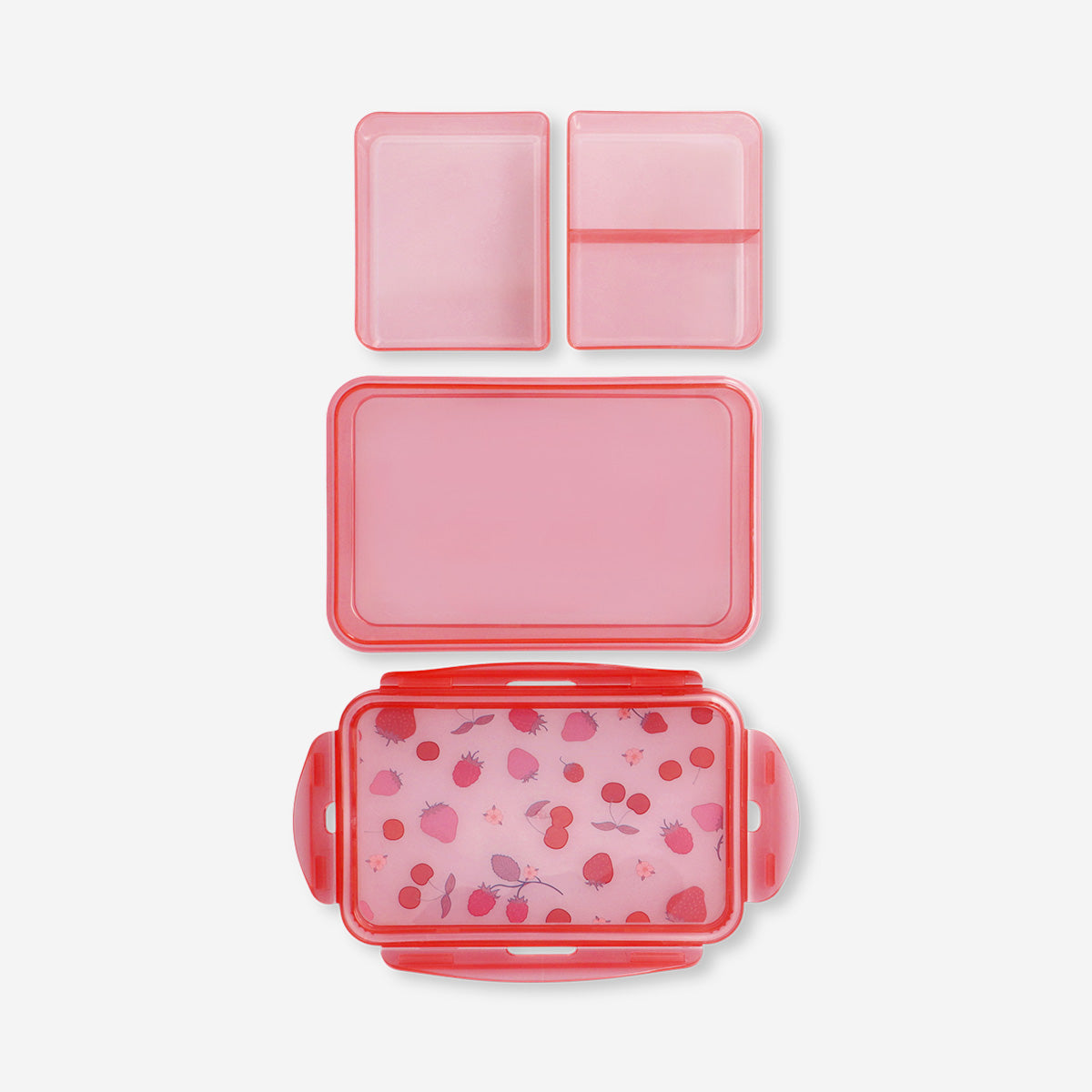 Red Flying Tiger Copenhagen kitchen lunchbox with berry print, featuring a compact design and vibrant fruit pattern.