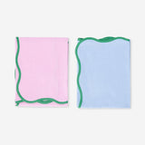 Set of two kitchen tea towels with scalloped edges by Flying Tiger Copenhagen, featuring soft fabric and decorative design.