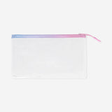 Clear zipper pencil case for office use, transparent plastic with a functional zipper closure by Flying Tiger Copenhagen.