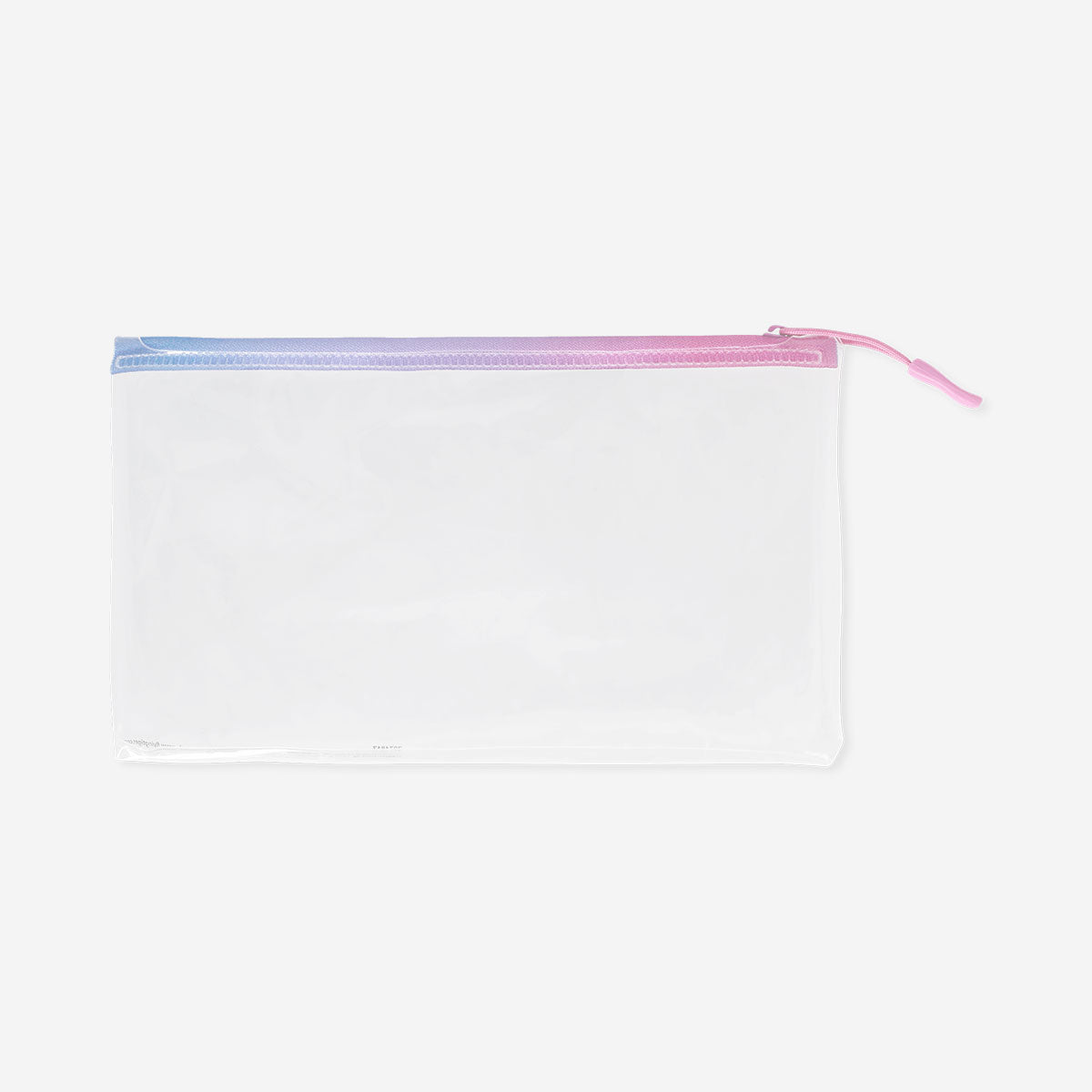 Clear zipper pencil case for office use, transparent plastic with a functional zipper closure by Flying Tiger Copenhagen.