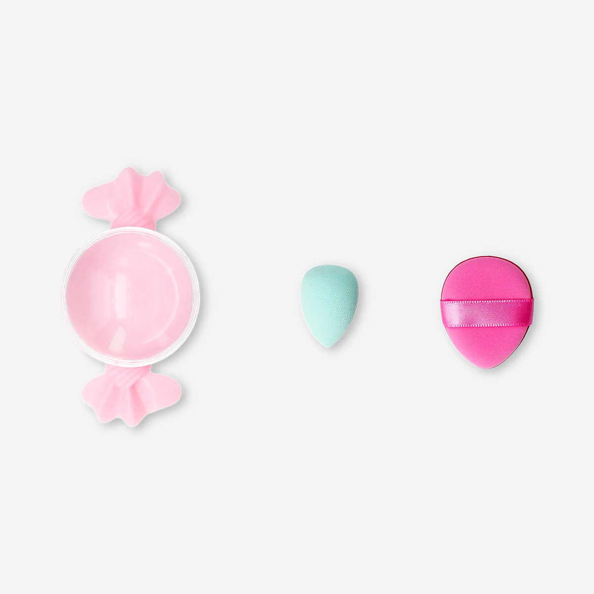 Flying Tiger Copenhagen mini makeup blender sponges in a colorful hard candy box for precise personal care application.
