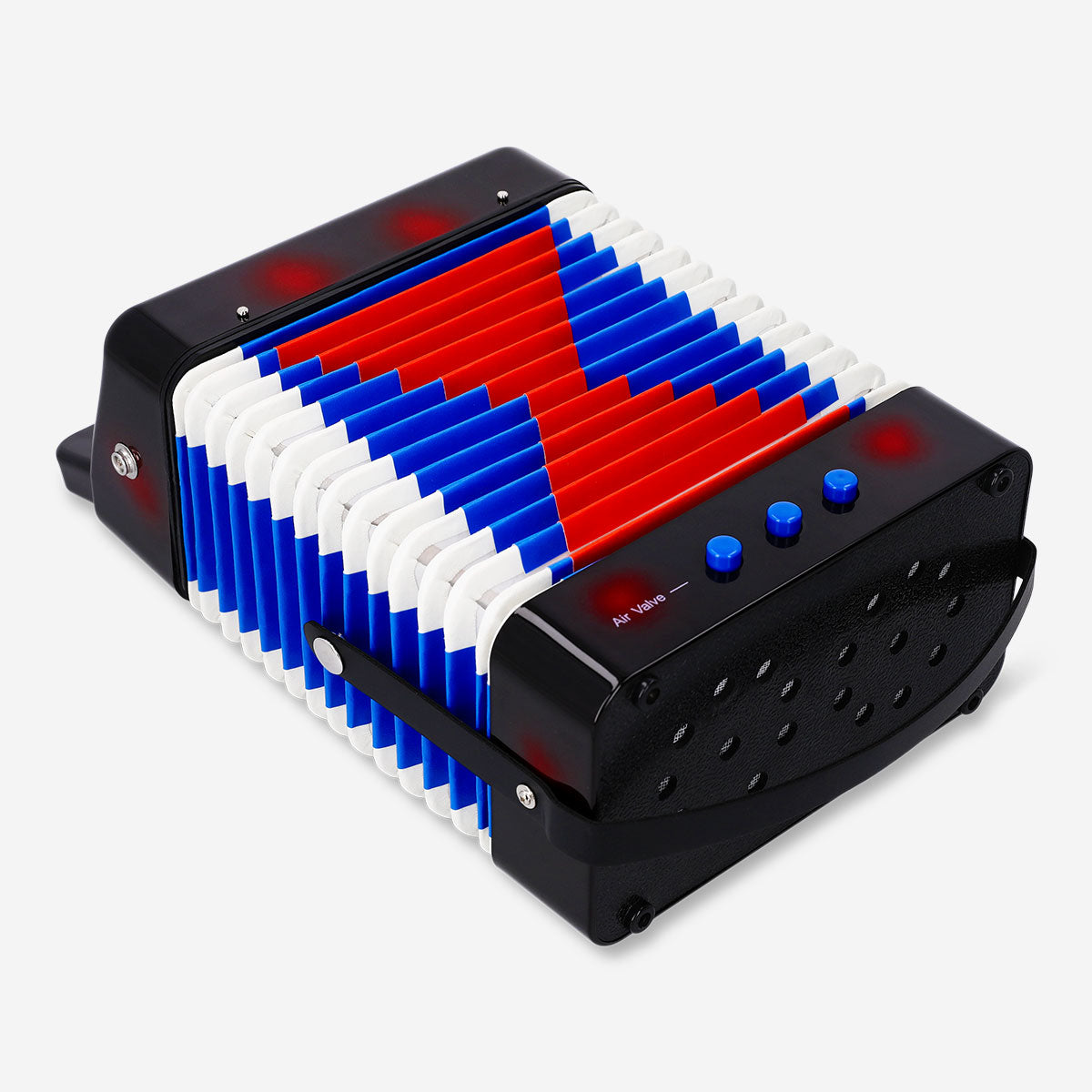 Acoustic accordion gadget by Flying Tiger Copenhagen showing a compact, portable musical instrument with keys and bellows.