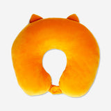 Flying Tiger Copenhagen 2-in-1 kids tabby cat travel pillow featuring a soft, plush design with a cute cat face and cozy support.