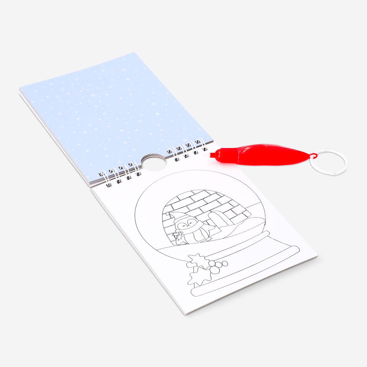 Flying Tiger Copenhagen Magic Water Book with Christmas theme, featuring colorful holiday illustrations and water-reactive pages for kids.