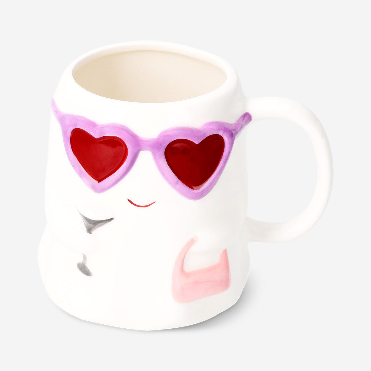 Flying Tiger Copenhagen Ghost mug with sunglasses, 400 ml kitchen cup featuring a playful ghost design and stylish sunglasses.