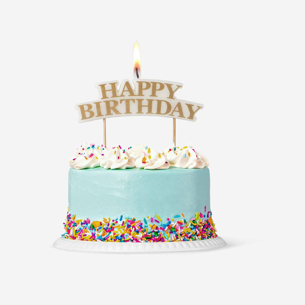 Flying Tiger Copenhagen Happy Birthday cake candle with colorful party design, perfect for birthday celebrations.