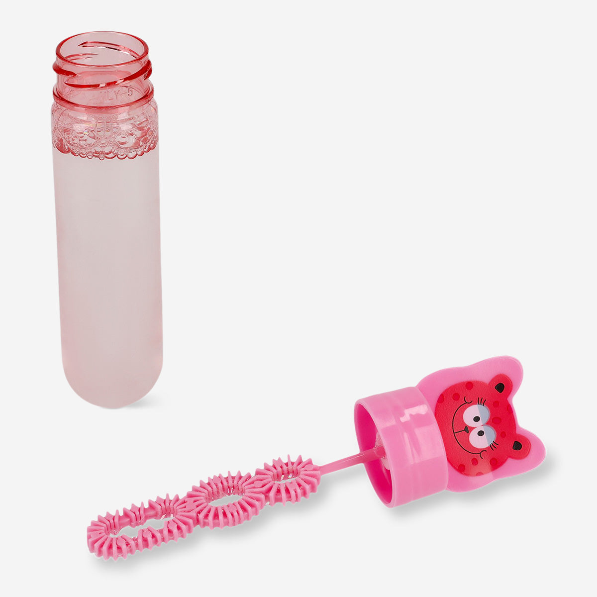 Seifenblasen im rosa Leoparden-Behälter