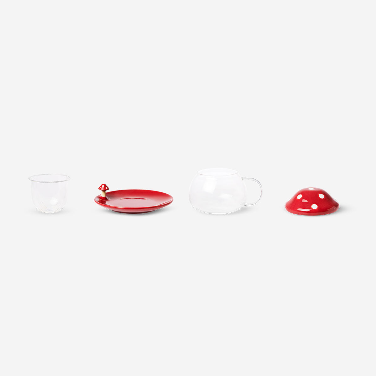 Mushroom tea mug with lid and saucer, 400 ml, from Flying Tiger Copenhagen, featuring a whimsical mushroom design.
