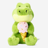 Flying Tiger Copenhagen plush crocodile toy holding an ice cream, soft and colorful for kids' play and cuddling.