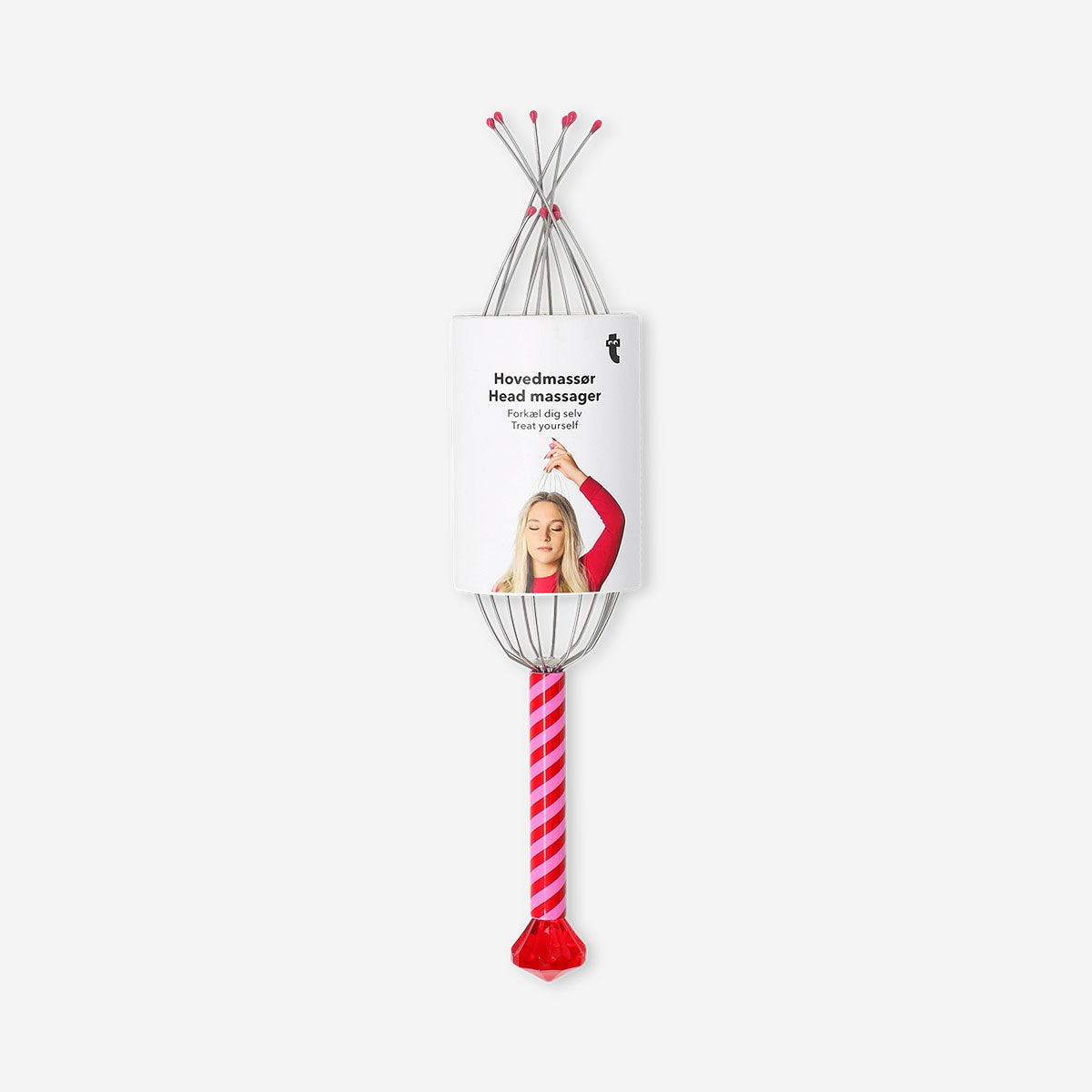 Flying Tiger Copenhagen striped head massager gadget with diamond detail, designed for relaxing scalp and head massage.