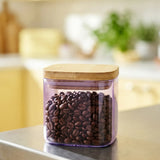 Purple glass storage container with lid from Flying Tiger Copenhagen, 200ml kitchen storage jar, transparent purple glass with lid.