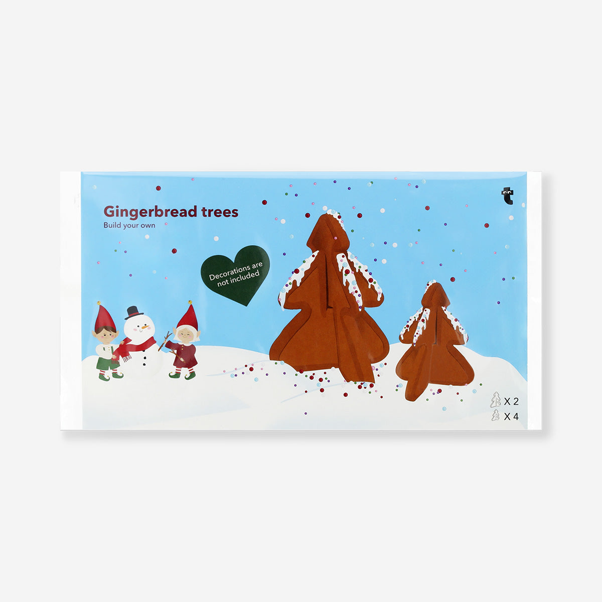 Decorative DIY Christmas gingerbread tree with colorful candies, made from Flying Tiger Copenhagen food kit, ready for holiday festivities.