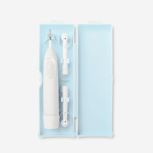 Blue Flying Tiger Copenhagen toothbrush case shaped like a suitcase, perfect for travel and leisure storage.