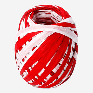 Red and white paper ribbon from Flying Tiger Copenhagen, 35 meters long, suitable for office decorations and gift wrapping.