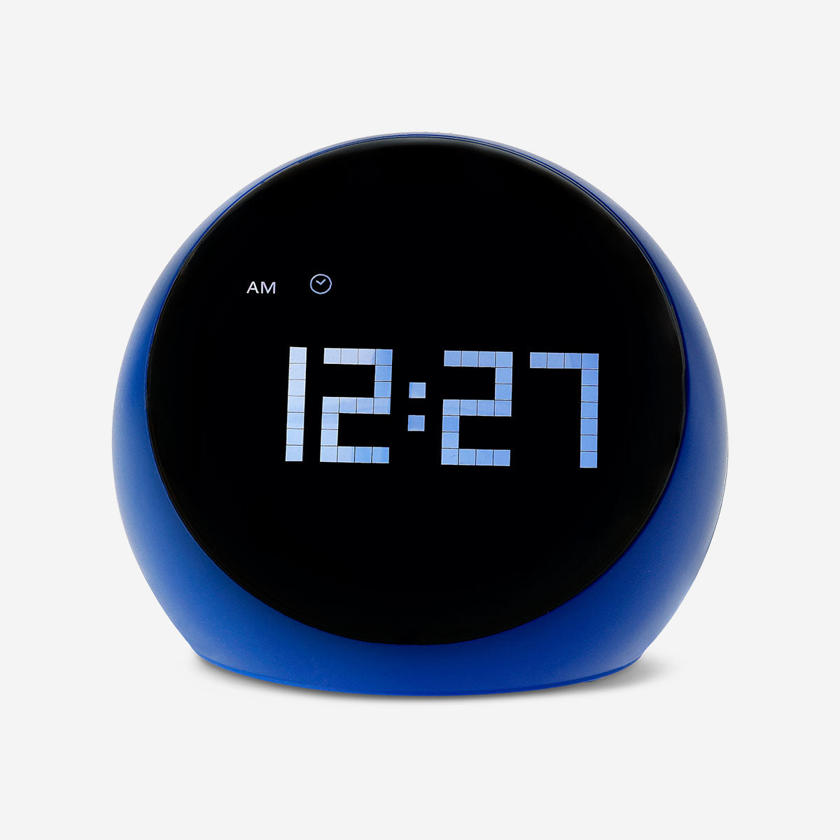 Navy digital alarm clock gadget by Flying Tiger Copenhagen showing time display on a sleek, compact design.