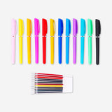 Set of 12 Flying Tiger Copenhagen gel ink pens with refills, ideal for office writing and creative projects.
