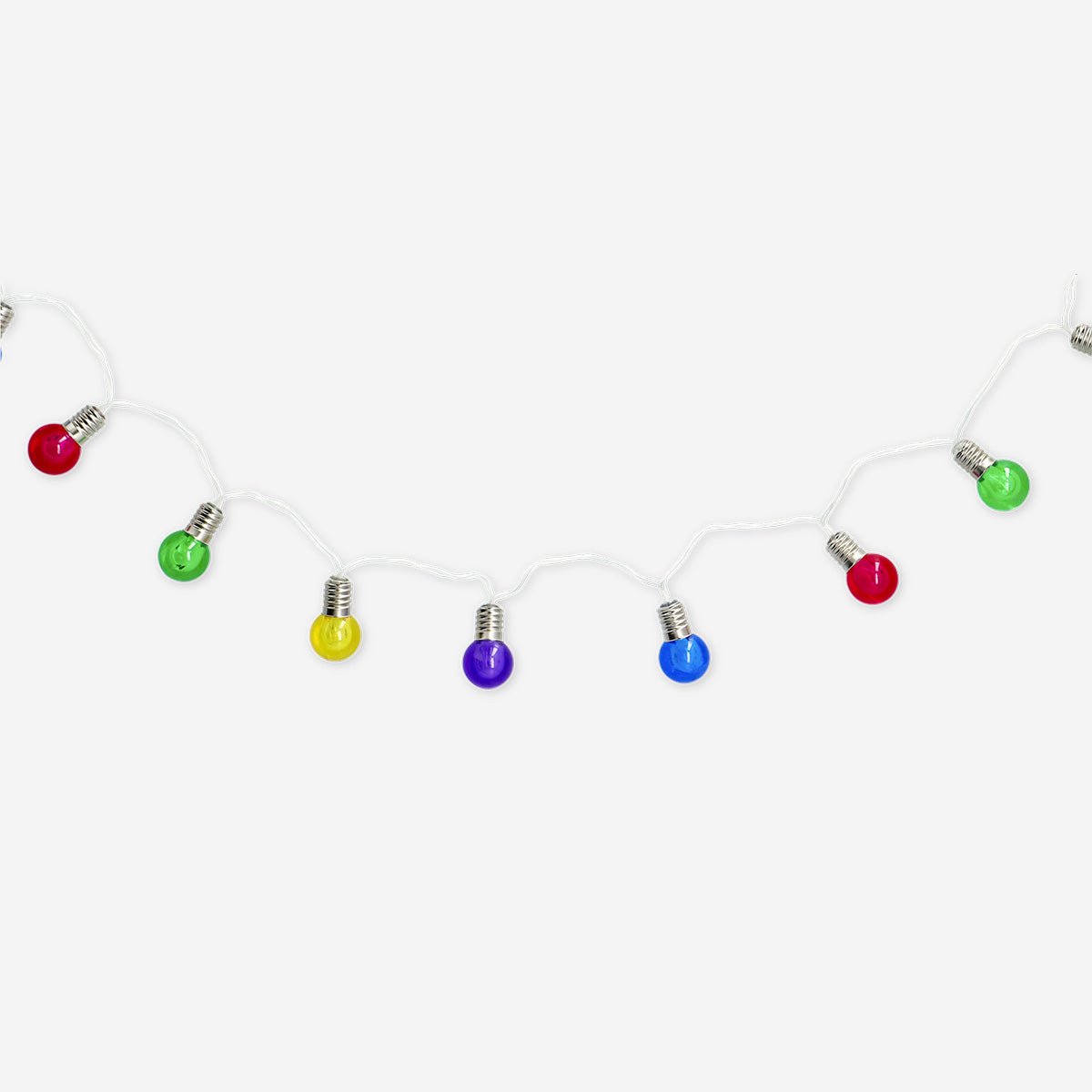 Colorful outdoor string lights with multi-colored bulbs from Flying Tiger Copenhagen for home patio or garden decoration.